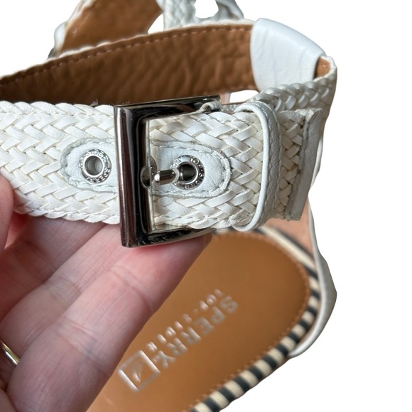 Sperry Top Sider Lynnbrook Low Wedge Sandals Size 9 Blue White Stripe Low Wedge - Picture 5 of 13